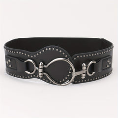 Punk Wide Belt Rivet Decor PU Leather Waistband For Women