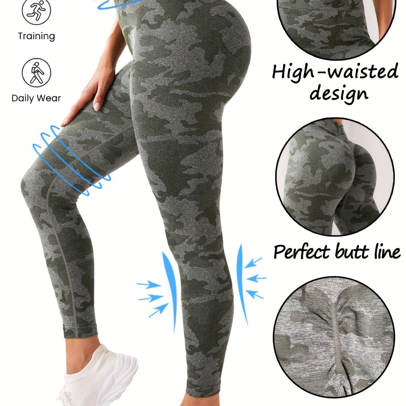 Camouflage Tummy Control Leggings High Waist Yoga Running Pants