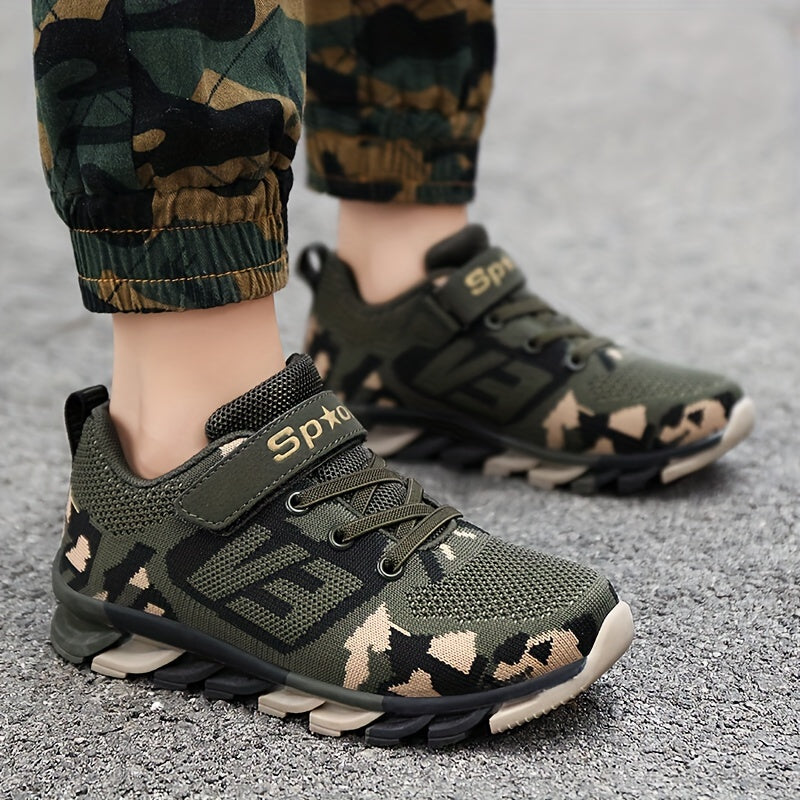 Boy's Camo Mesh Sneakers Non Slip Soft Sole Shoes For Kids Outdoor