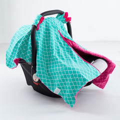 Green Plaid Print Car Seat Sunshade Cover for Girls