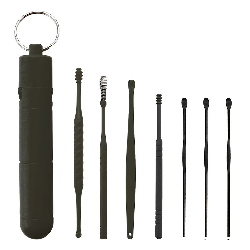 7Pcs Ear Cleaning Kit With Storage Box Key Ring Safe Ear Wax Removal Tool