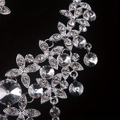 Atmospheric Bride Wedding Set Rhinestone Necklace Earrings