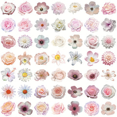 50pcs Pink Flowers Retro Vinyl Decals for Scrapbooking Water Bottles Co
