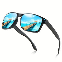 Men's Vintage Square Frame Polarized Sunglasses for Sports Fishing Driving