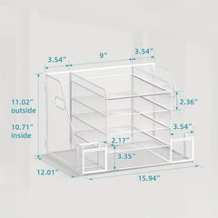 5 Tier Paper Letter Tray Organizer with Journal Clip