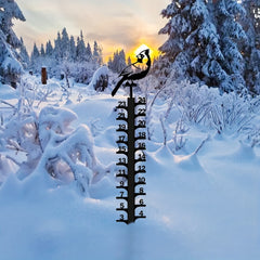Metal Snow Gauge Large Snowfall Measuring Tool Winter Bird Shape Iron