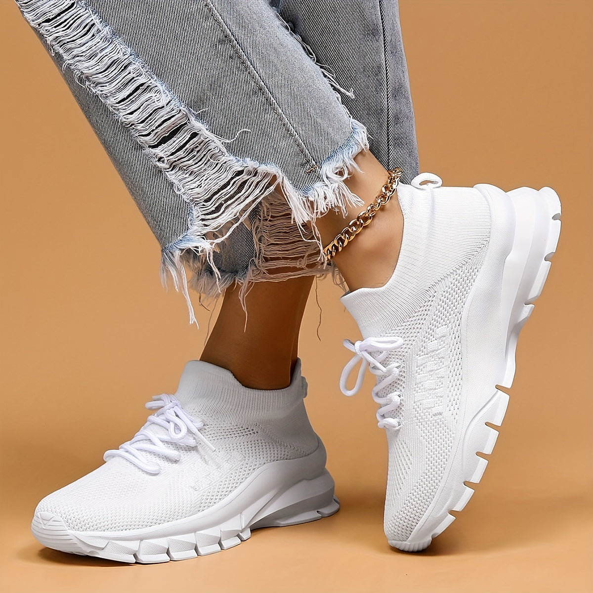 Women's Breathable Lace Up Walking Shoes Non Slip Sneakers