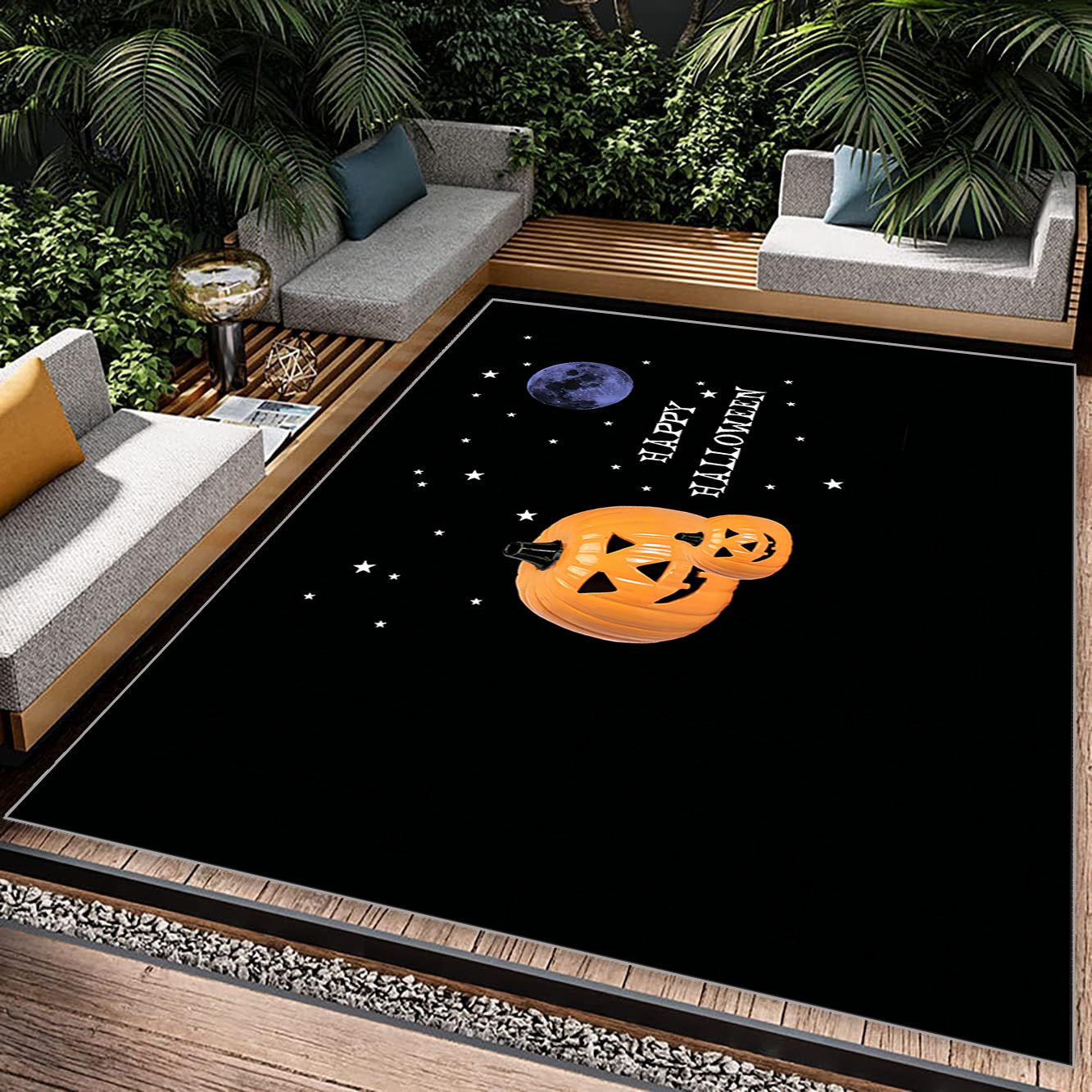 Pumpkin Pattern Carpet Halloween Gothic Floor Rug Machine Washable Anti Stains