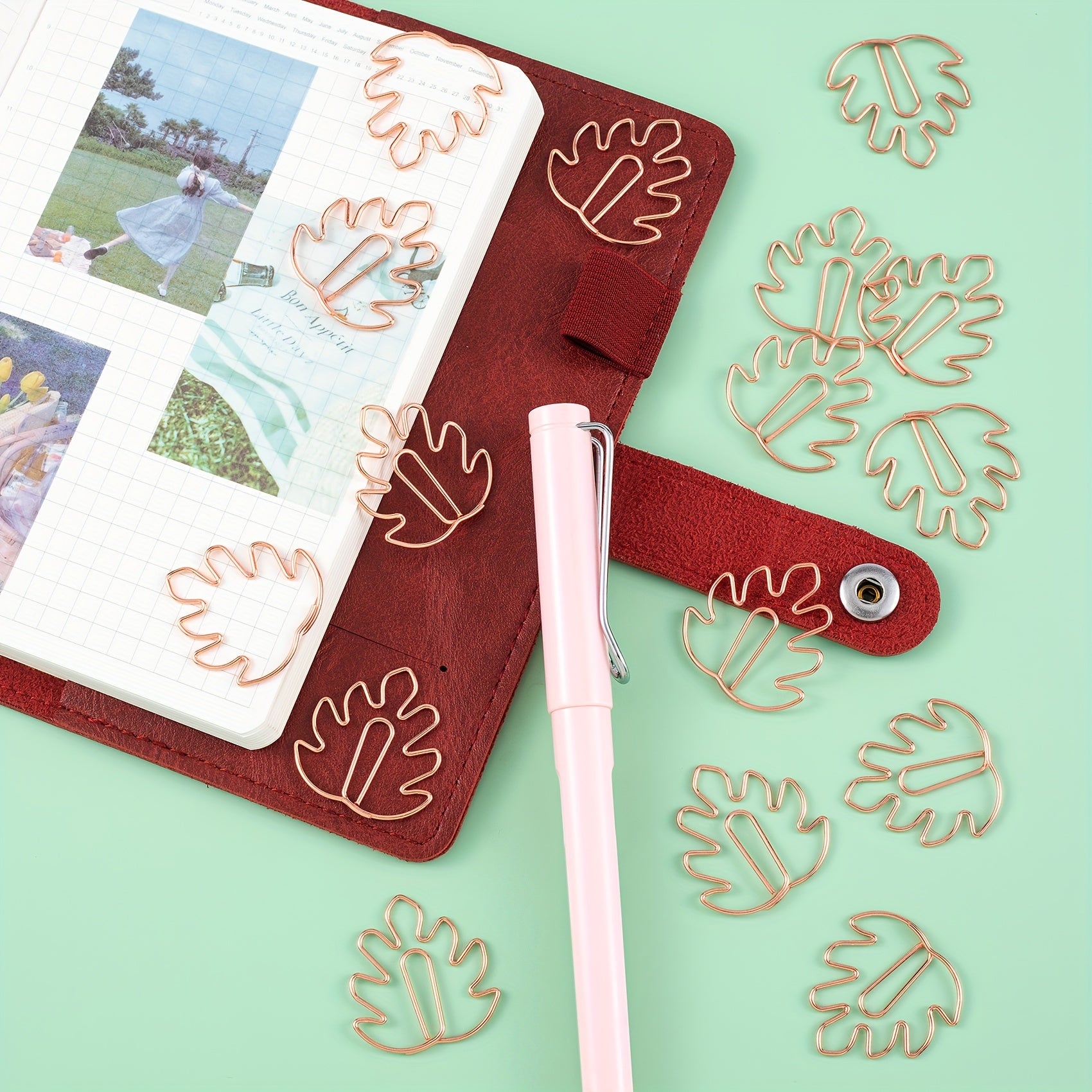 5Pcs Monstera Leaf Shaped Paper Clips for Notebooks and Scrapbooks