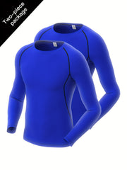 2 Pcs Men's Quick Drying Long Sleeve T-shirts for Fitness Training