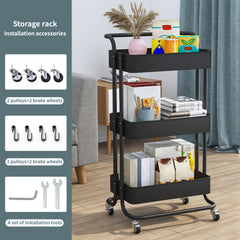 Metal Utility Cart Rolling Organization Cart Multifunction Storage Shelves
