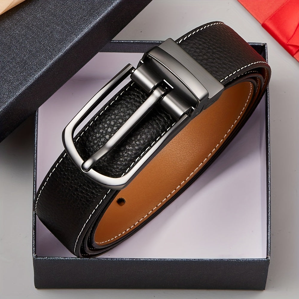 360 Rotating Double-sided Needle Buckle Leather Belt Cowhide Business Formal