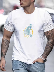 Eagle Print Men's Graphic Crew Neck Active Tshirt