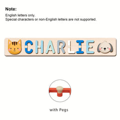 Personalized Wooden Name Puzzle with Animal & Plane Designs