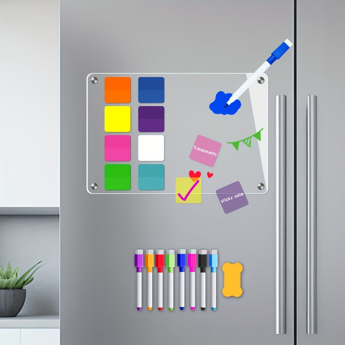 Magnetic Acrylic Board & Sticky Notes Set