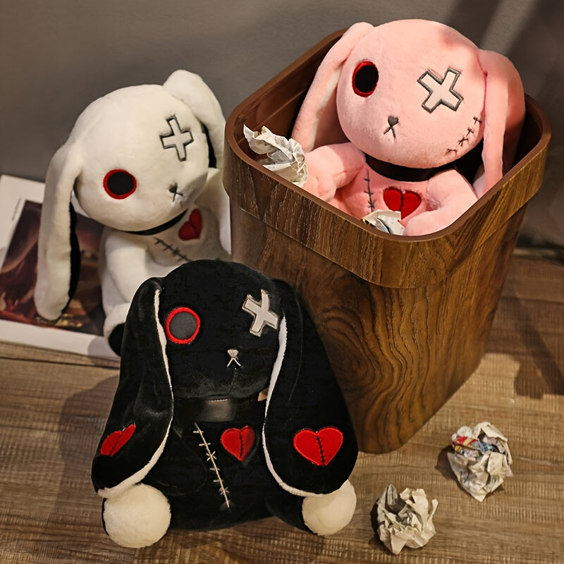 Gothic Plush Reborn Rabbit Soft Stuffed Animal with Hand Embroidered Stitches