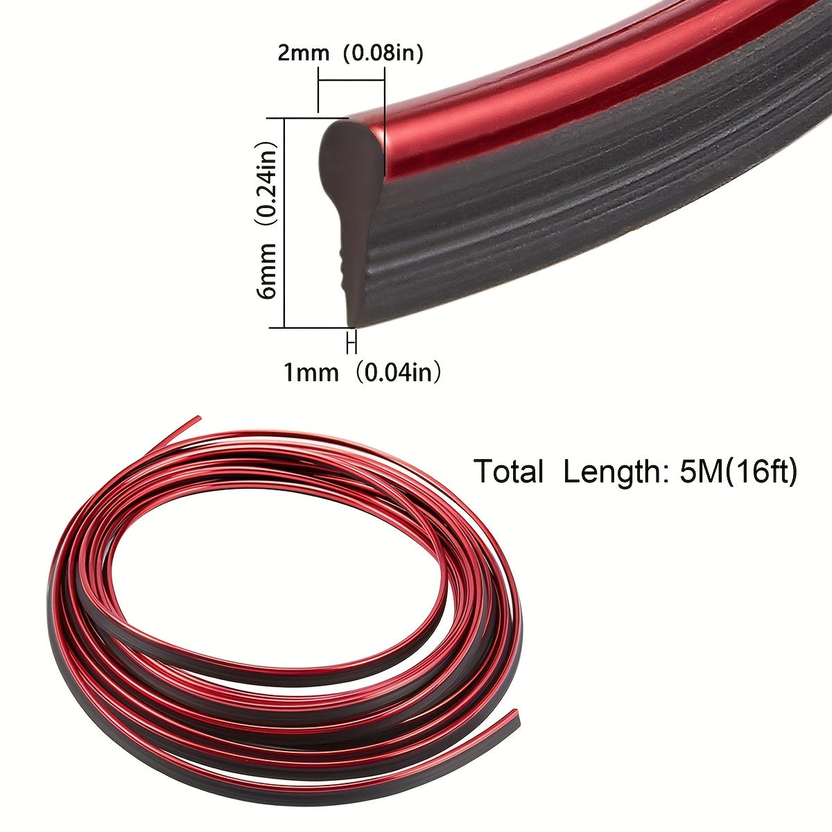 Flexible Car Moulding Decoration Strips 16ft 5m PVC Interior Auto Trim