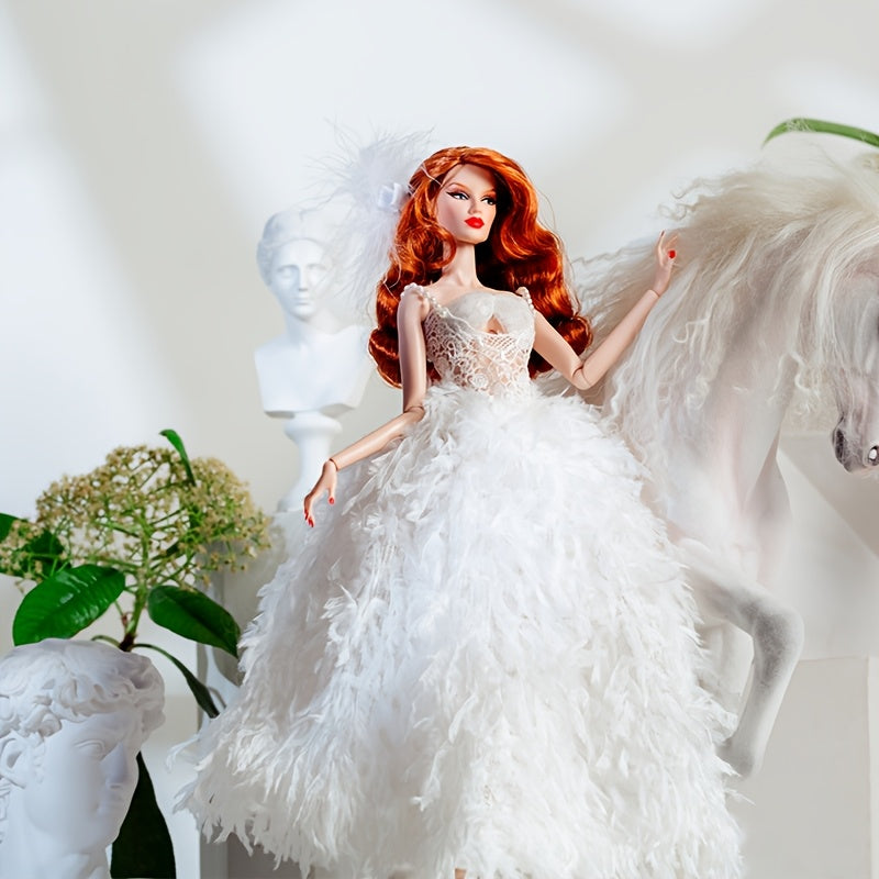 Elegant Feather Dress Set for Valentine's and Christmas