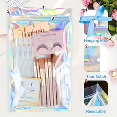 50pcs Holographic Self-sealing Packaging Bags for Phone Cases & Accessories