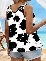  Floral Print Round Neck Tank Top