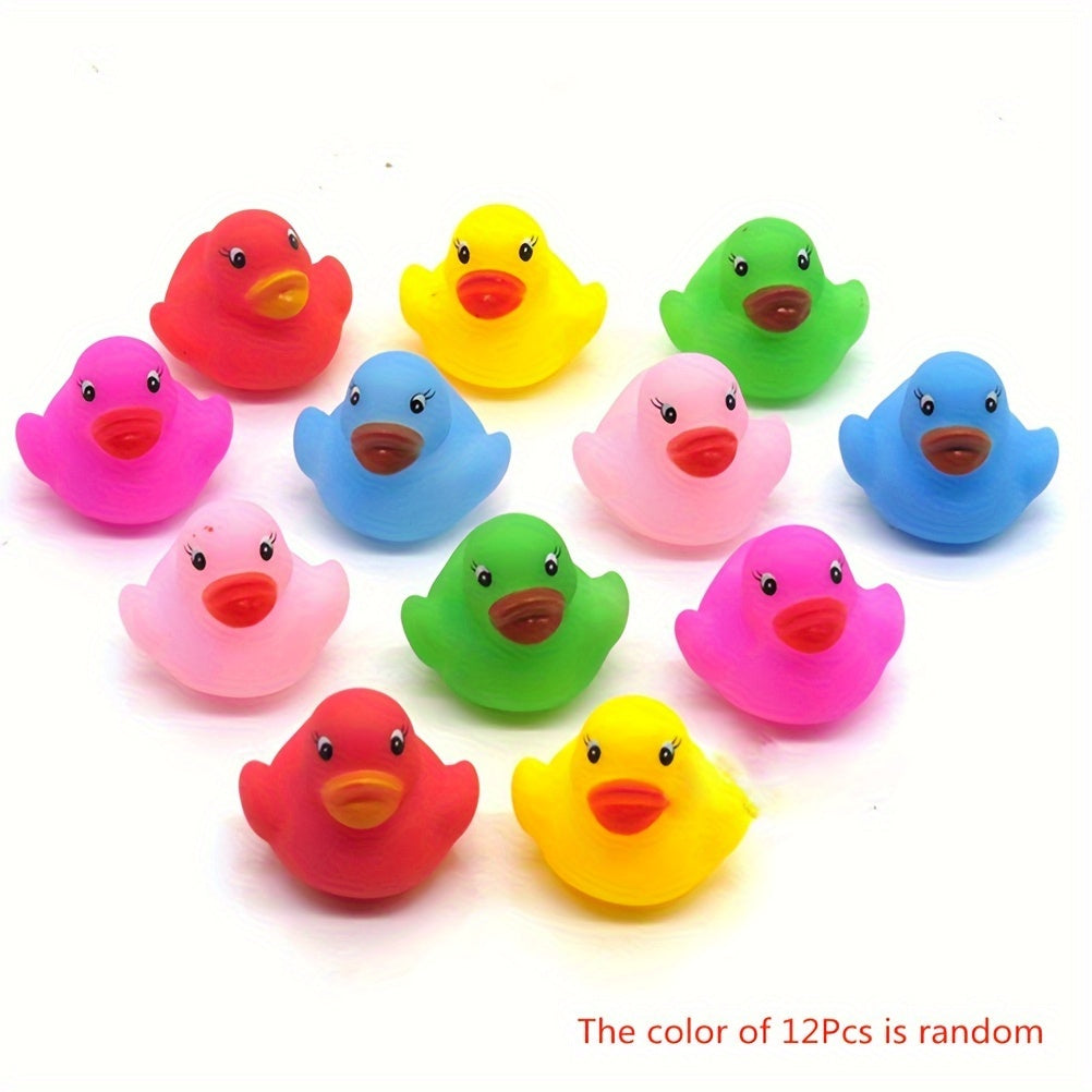 12pcs Colorful Bath Toys Rubber Duck Toy