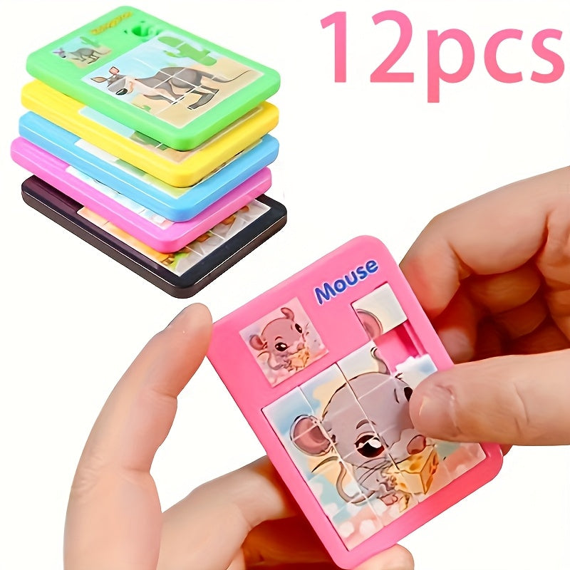 12pcs Plastic Animal Sliding Puzzle Huaron Road Toy Puzzle Party Prize
