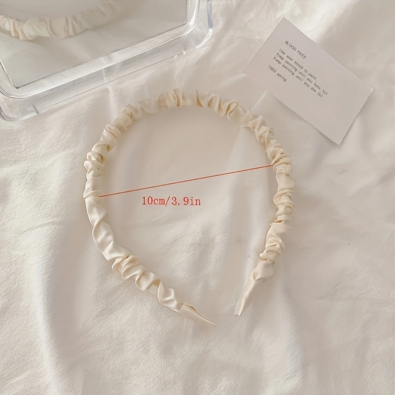 4 Sweet Silk Satin Pleated Headband Hair Hoop Hair Accessories