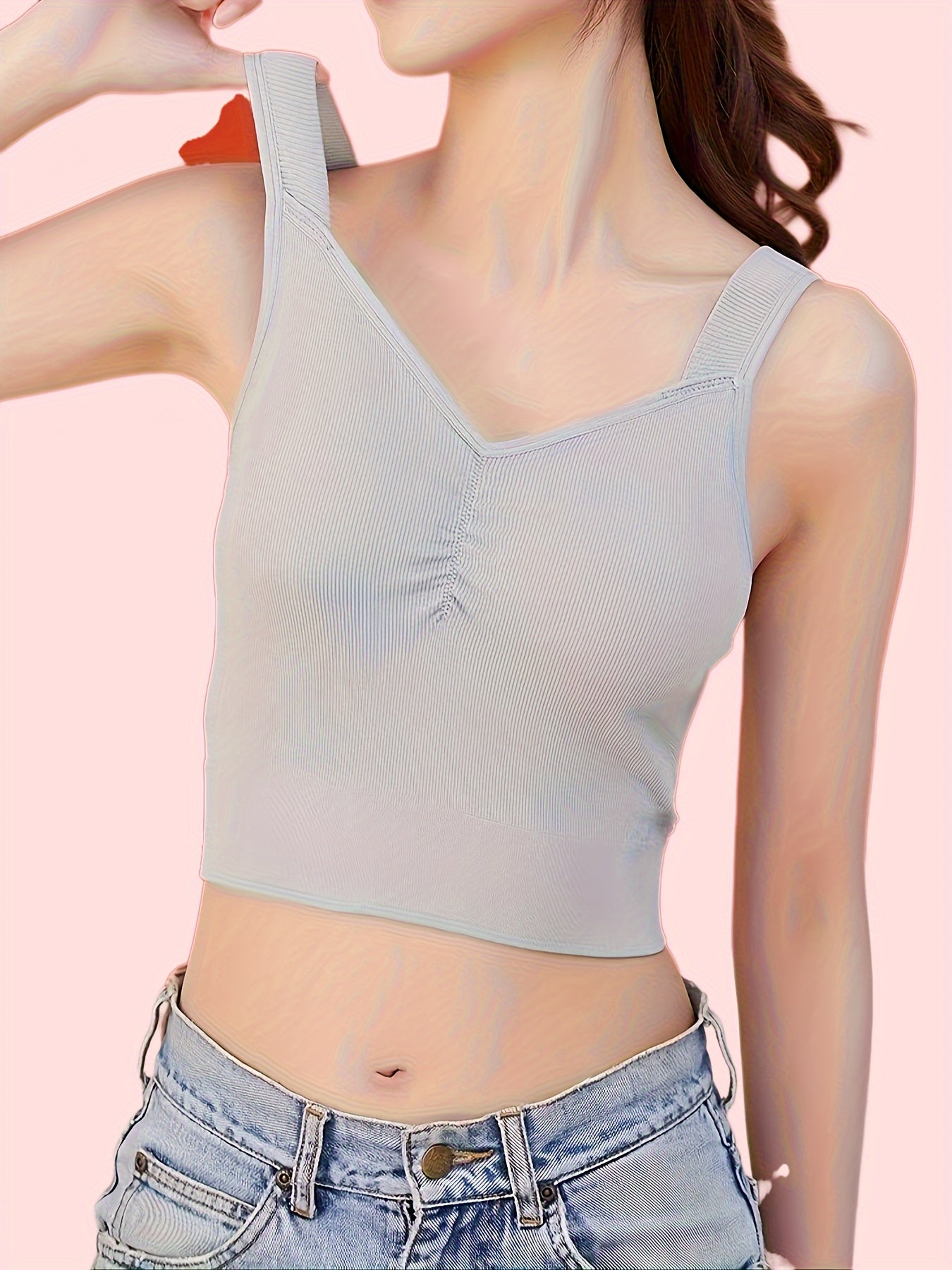 Women's V-Neck Sleeveless Padded Top 4-Pack