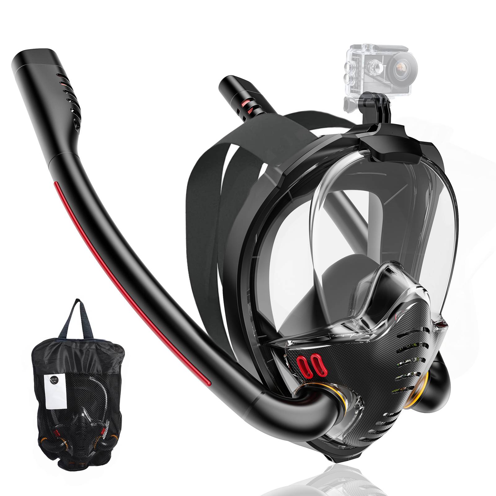 Full Face Snorkel Mask Double Tube Set Snorkeling Gear for Adults Youth Kids