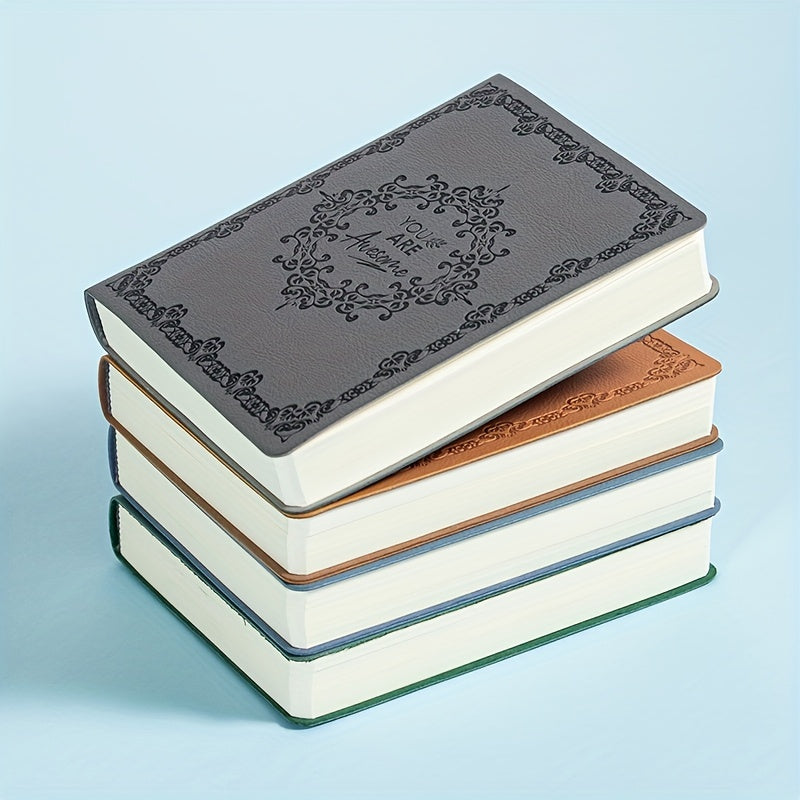 1PC 360 Page Leather Bound Notebook Retro Pattern PU Diary Stationery