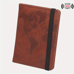 Map Pattern RFID Blocking Passport Holder With Card Slot