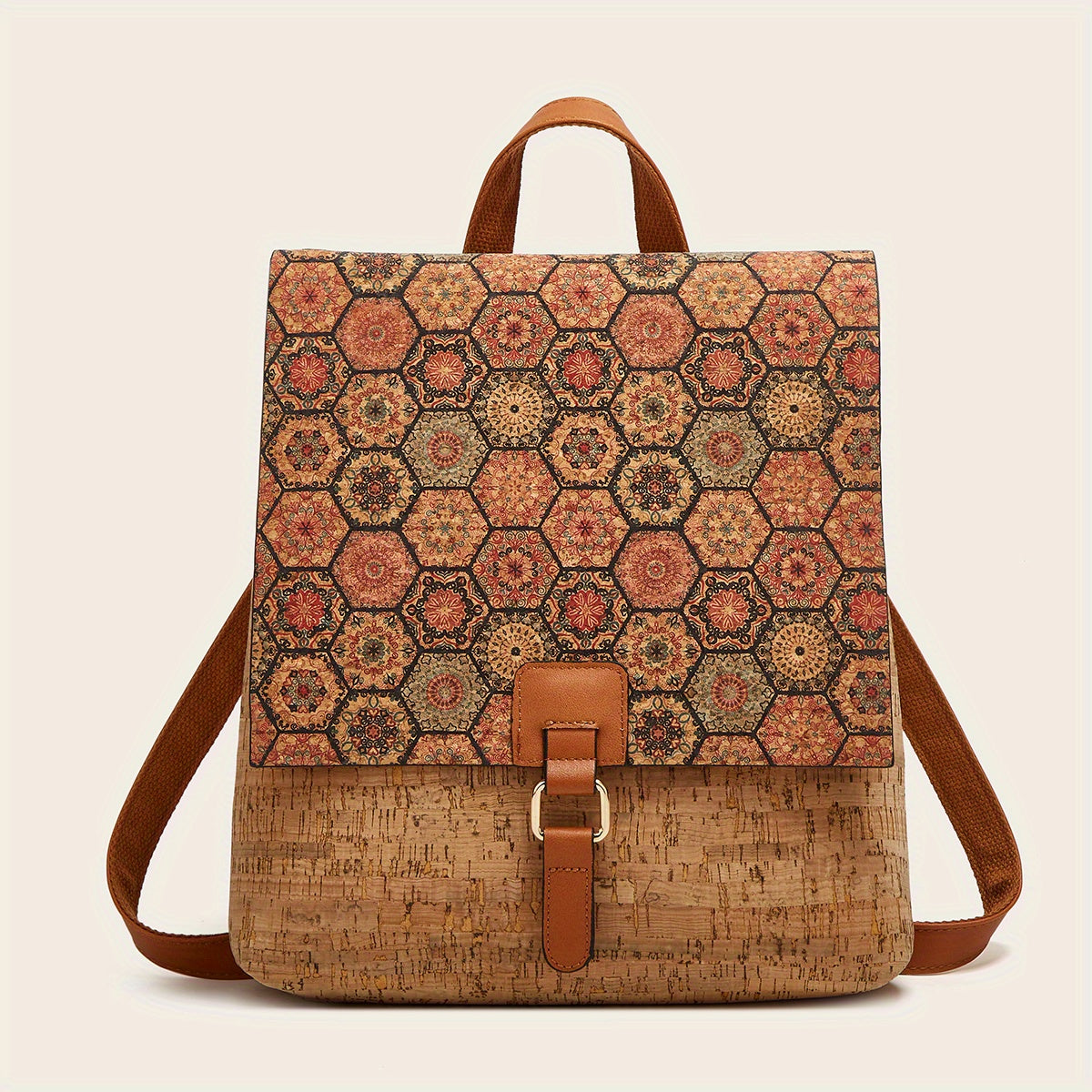 Vintage Flower Pattern Outdoor Backpack, Large Capacity