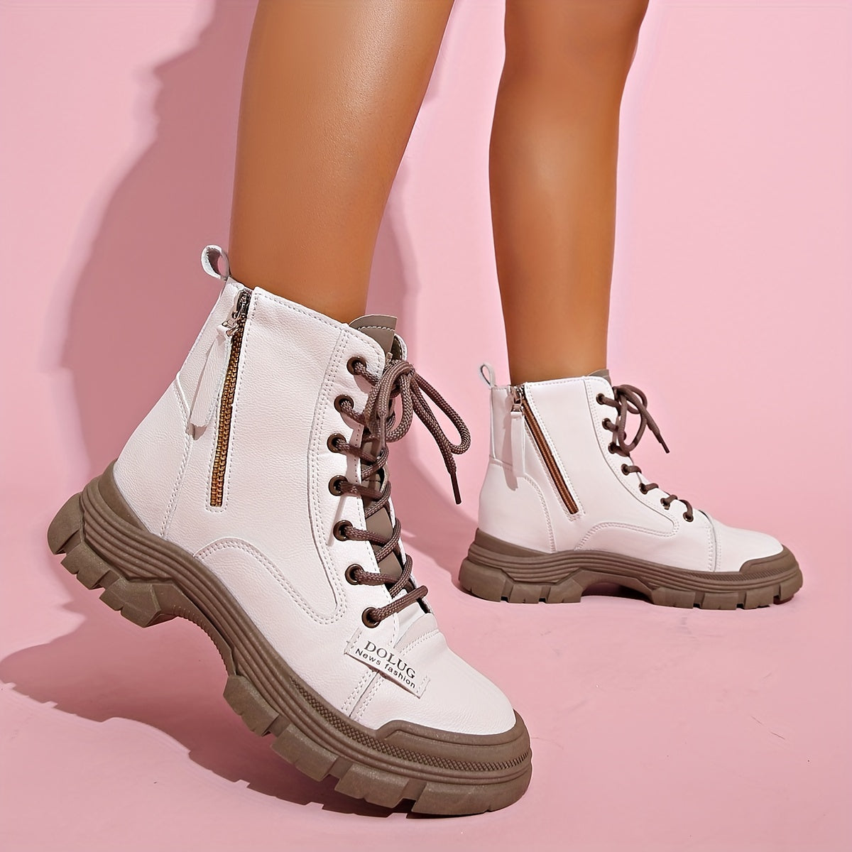 Women's Lace Up Outdoor Boots Thick Bottom Shoes