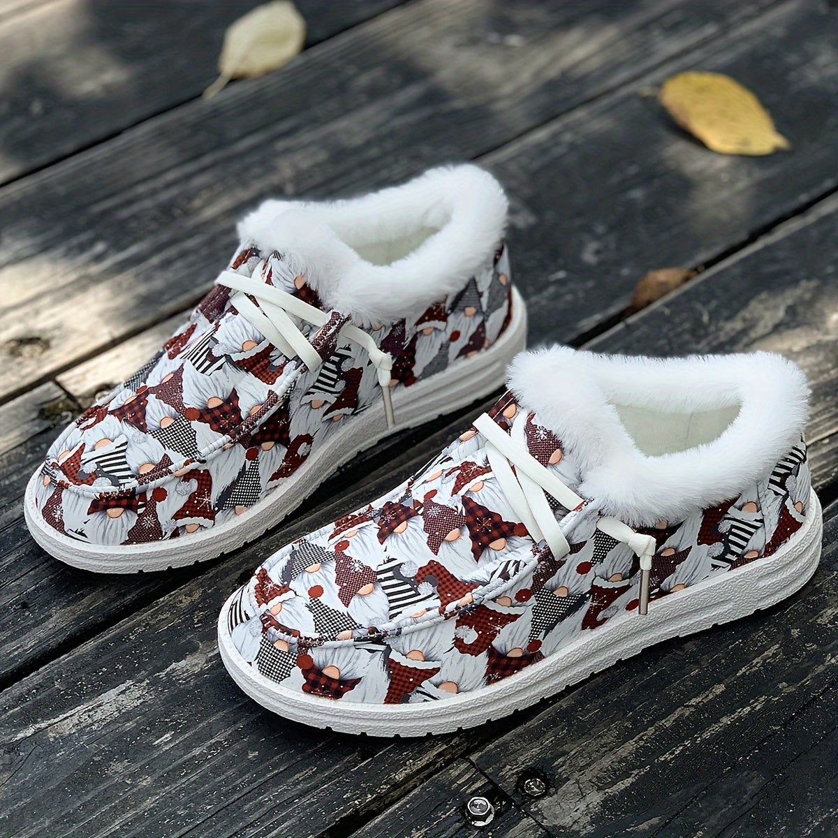 Women's Christmas Dwarfs Print Snow Boots Plus Plush Comfort Shoes