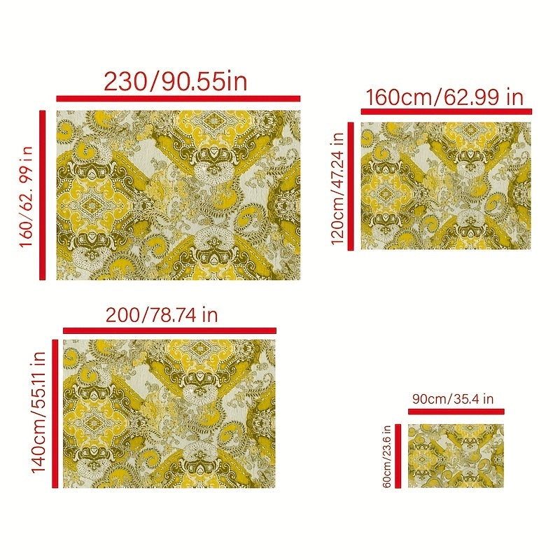 Soft Floral Area Rug with Anti-slip Bottom, Machine Washable