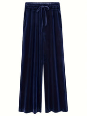  Solid Velvet High Rise Wide Leg Trousers