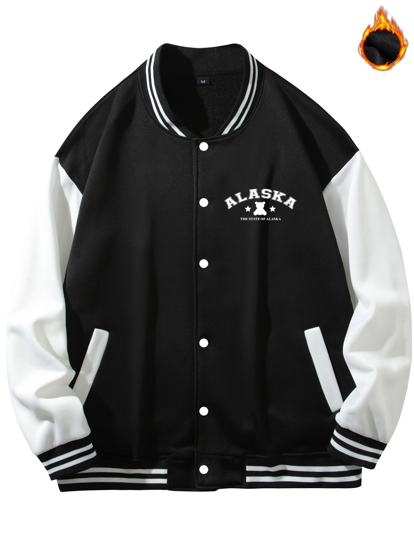 Men's Muppet Bear Print Jacket with Baseball Collar