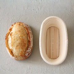 Bread Proofing Basket Oval Cane With Bread Lame and Linen Liner