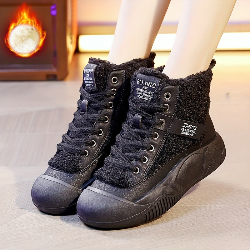 Women's Fleece Snow Boots Comfortable High Board Shoes