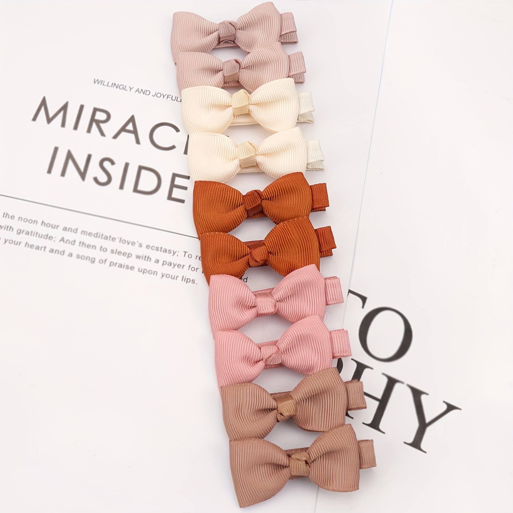 10 Pairs Mini Hair Bowknot Clips Ribbon Barrettes Hair Accessories for Girls