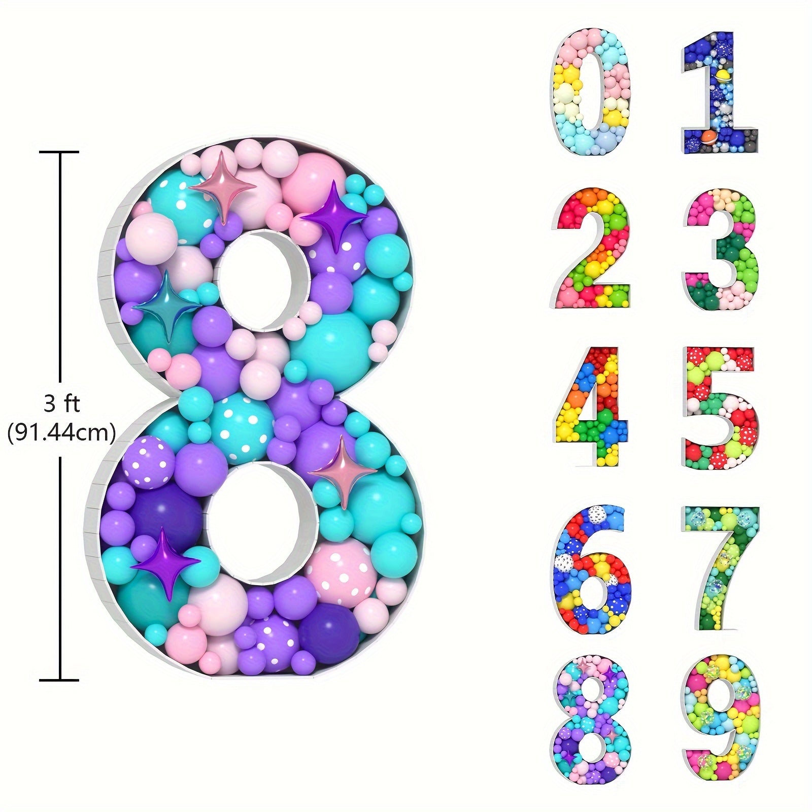 Mosaic Balloon Frame Number 0-9 Marquee Foam Board Backdrop