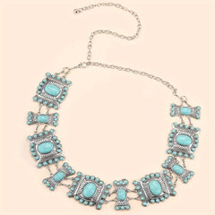 Retro Turquoise Chain Belt for Women