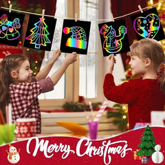 50pcs Rainbow Scratch Art Set for Kids - Magic Paper Craft Kit with Note Cards
