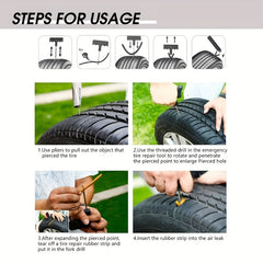 28pcs Tire Repair Tool Set For Tubeless Tyre Puncture Quick Repairing Kit