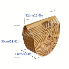 Bamboo Woven Bag Beach Bag Portable Semicircle Bag Clutch Handbag