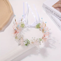 Crystal Wreath Headband Faux Pearl Headdress Hair Accessory for Women Girls