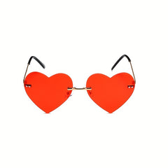 Heart Tinted Lens Sunglasses Rimless Metal Temple UV400