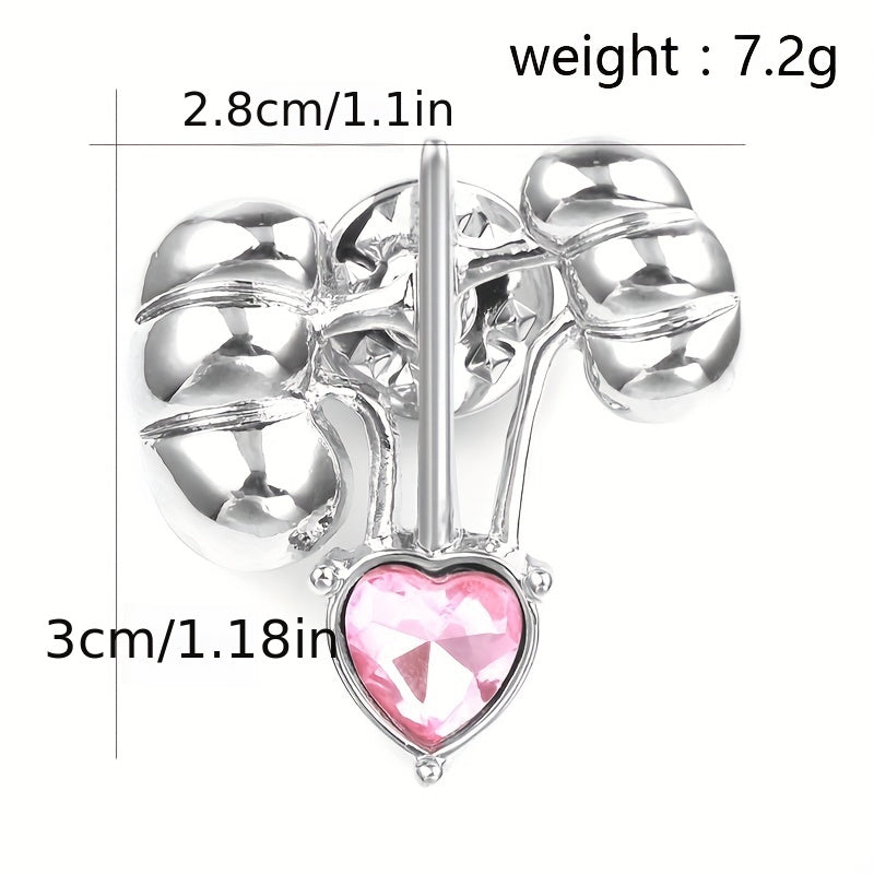 Body Organ Alloy Brooch with Artificial Diamond