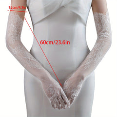 Elegant Long Lace Gloves for Women - Ideal for Parties and Special Occasions