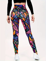 Geometric Print Yoga Pants High Waist Slimming Leggings Women's Activewear